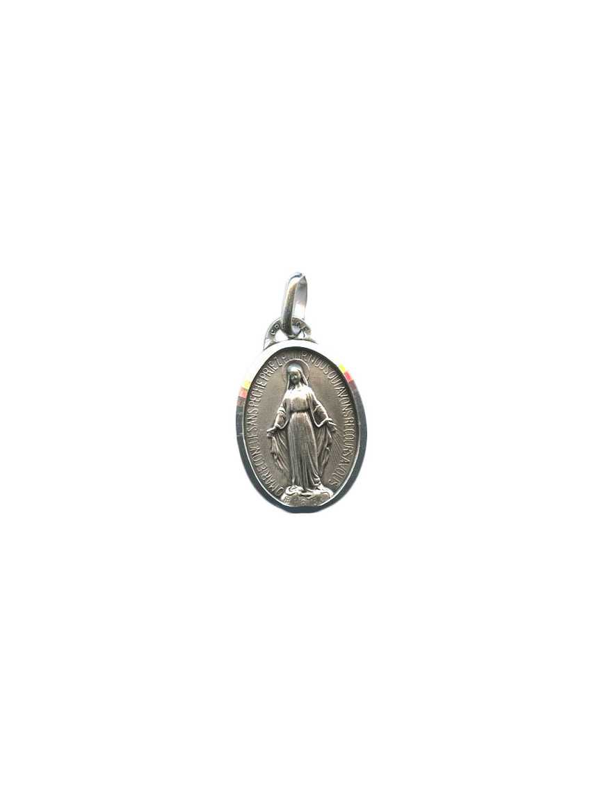 Médaille argent Vierge Miraculeuse avec bordure 13 mm