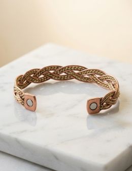 Bracelet Tressé Double Cuivre avec Aimants