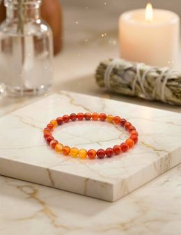 Bracelet Cornaline Rubanée perles 6mm