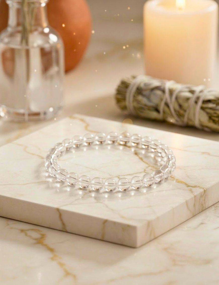 Bracelet Cristal de Roche perles 6mm