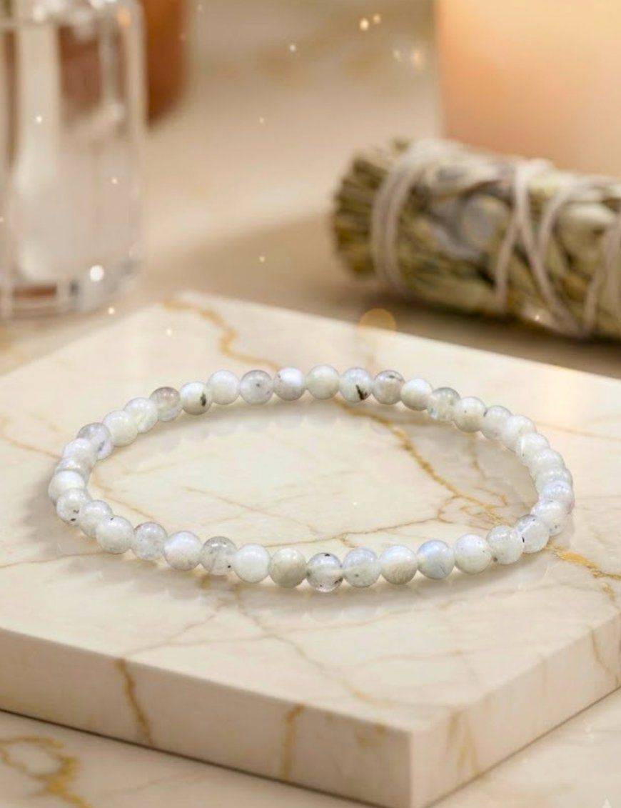 Bracelet Labradorite Blanche perles 4mm