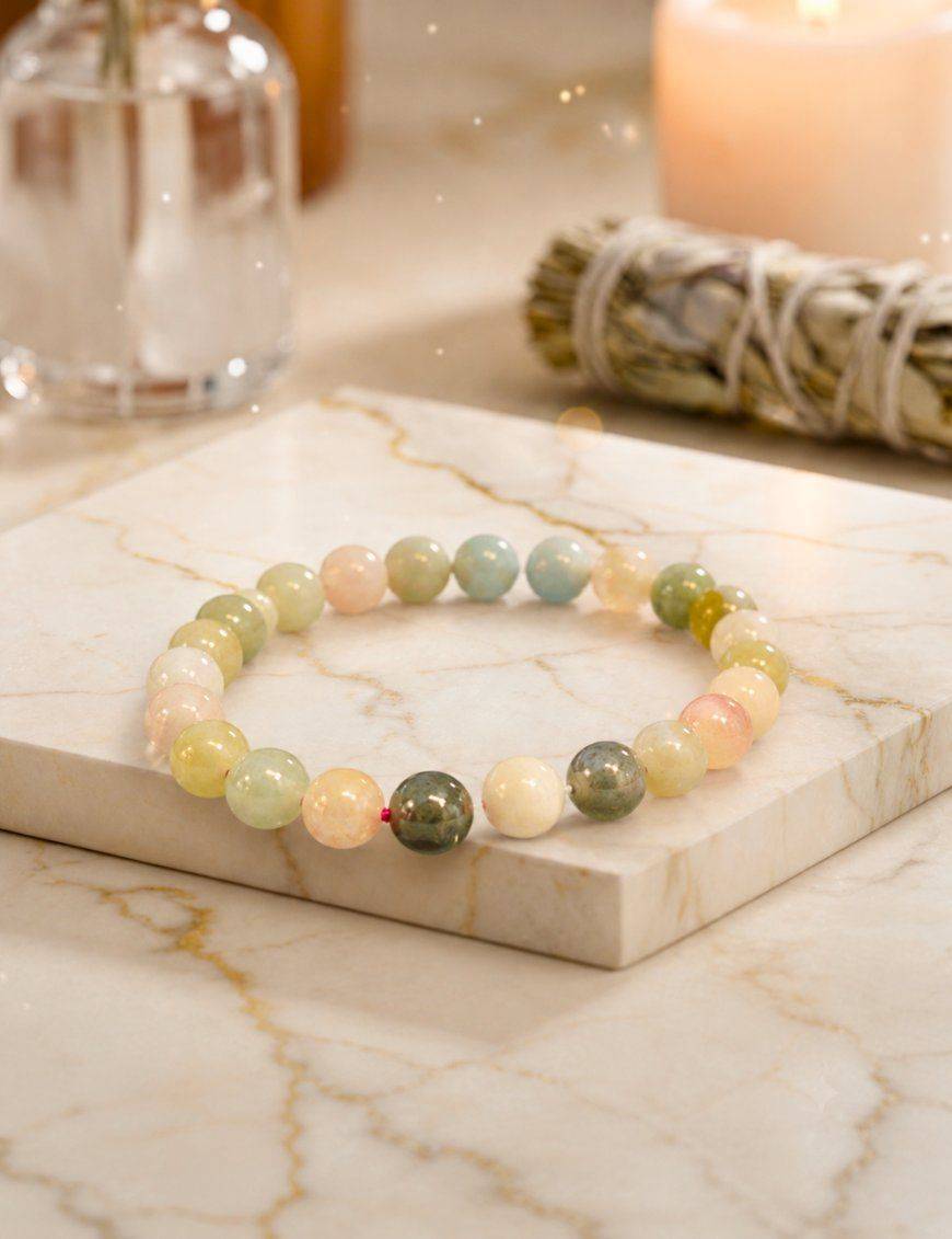 Bracelet perles 8mm - Béryl - Morganite - Aigue marine