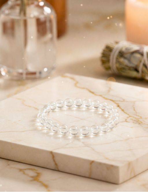 Bracelet perles 8mm - Cristal de roche