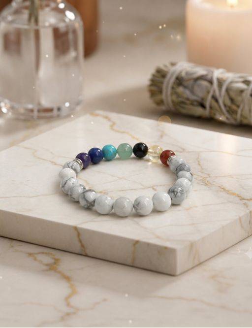 Bracelet perles 8mm - Howlite - 7 Chakras