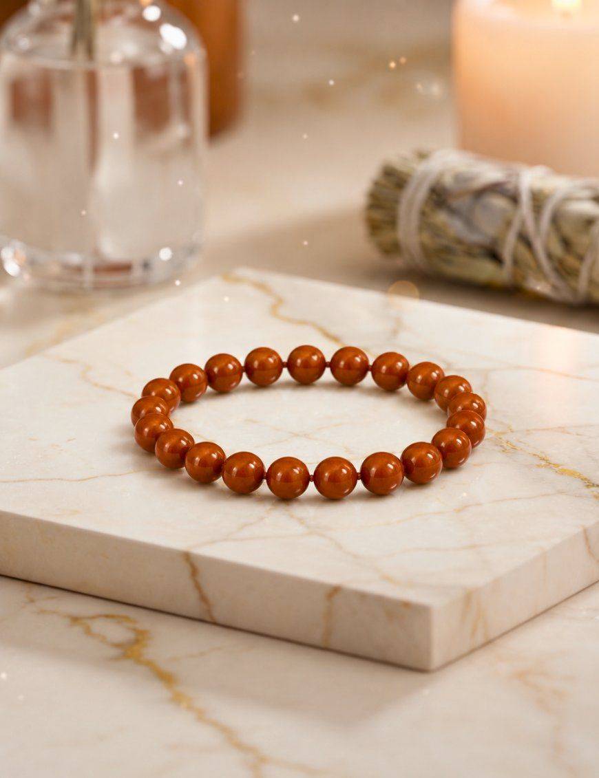 Bracelet perles 8mm - Jaspe rouge