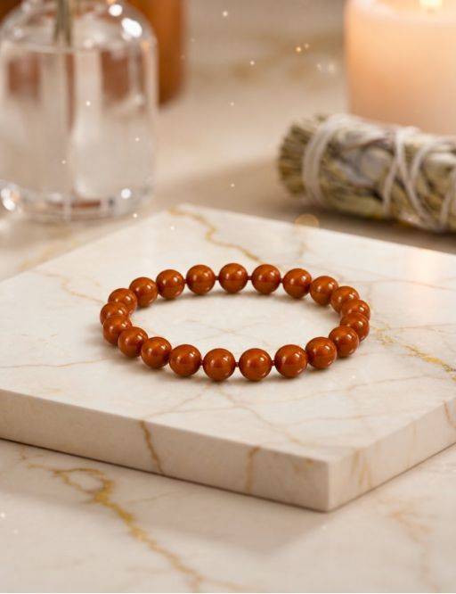 Bracelet perles 8mm - Jaspe rouge