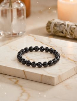Bracelet perles 8mm - Obsidienne noire