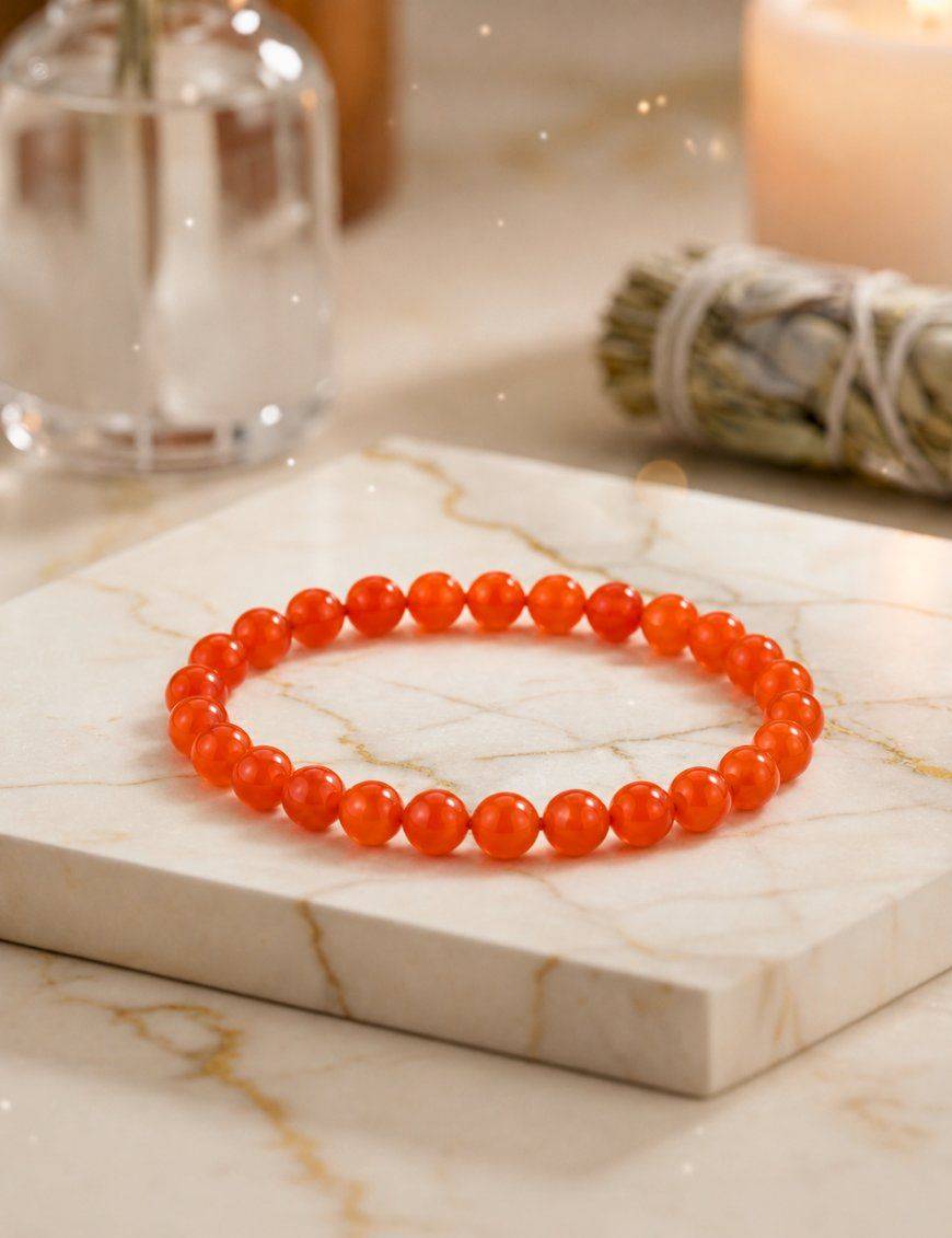 Bracelet perles Cornaline 6 mm