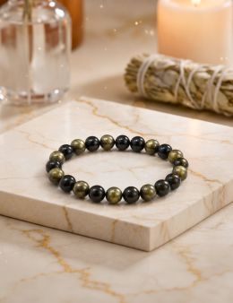 Bracelet perles Obsidienne oeil céleste 12 mm