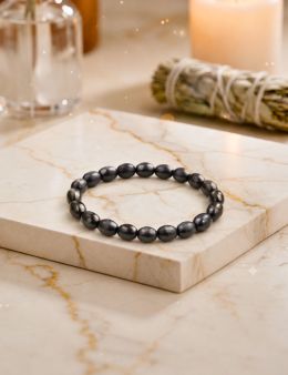 Bracelet perles shungite ovales 10 mm