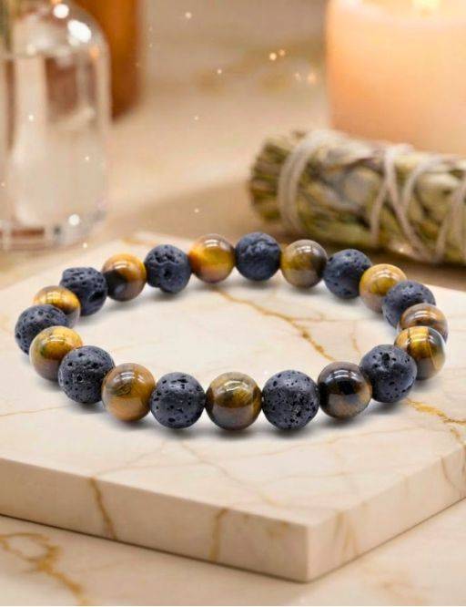 Bracelet Tigre & Lave 1-Mix perles 8mm