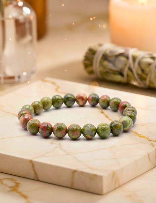 Bracelet Unakite perles 8mm