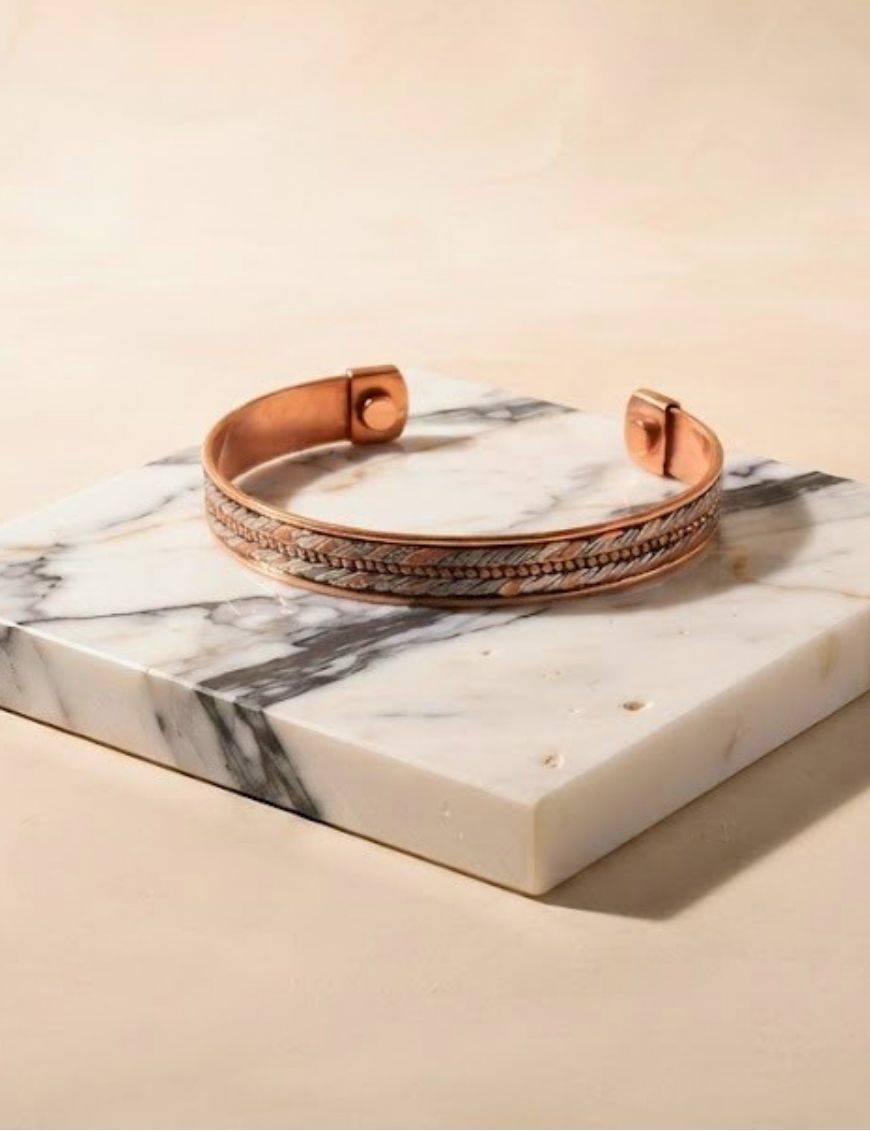 Bracelet Magnétique en Cuivre – Tresse Épi d’Abondance