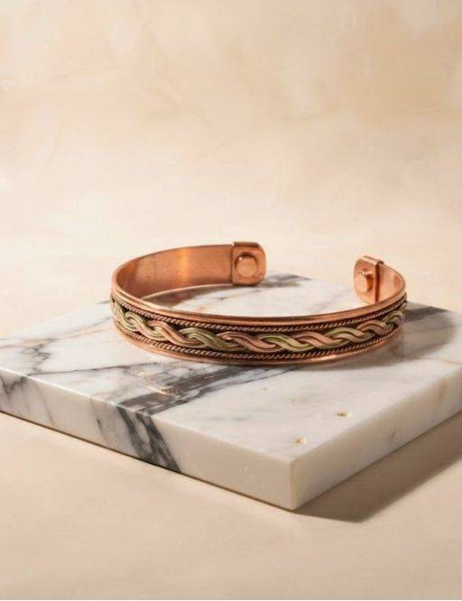 Bracelet Magnétique en Cuivre – Arabesque Dorée Bracelet Magnétique en Cuivre – Arabesque Dorée