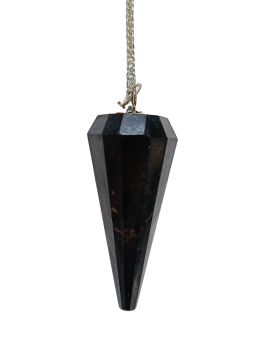 copy ofPendule divinatoire en pierre SHUNGITE conique facettée avec chaîne argentée