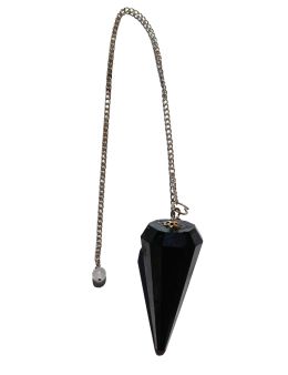 copy ofPendule divinatoire en pierre SHUNGITE conique facettée avec chaîne argentée