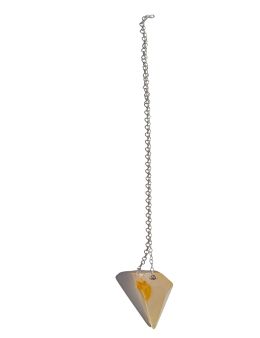 Pendule divinatoire en pierre CITRINE conique facettée avec chaîne argentée
