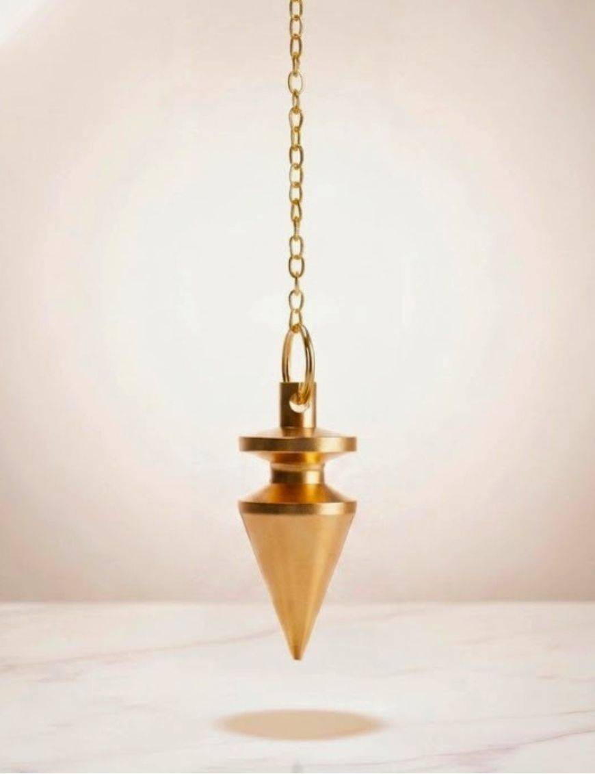 Pendule divinatoire métal doré cône ajouré | Radiesthésie
