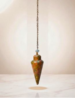 Pendule divinatoire Unakite conique 3cm | Renouveau & radiesthésie
