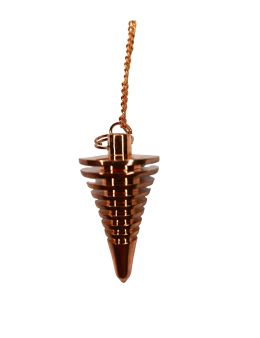 Pendule divinatoire métal conique cuivré avec chaîne cuivrée - Diamètre 1,5 cm