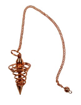 Pendule divinatoire métal Spirale cuivrée avec chaîne cuivrée