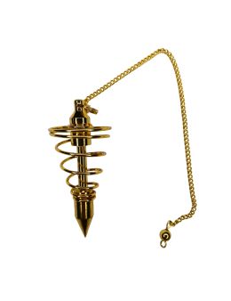 Pendule divinatoire métal Spirale dorée avec chaîne dorée