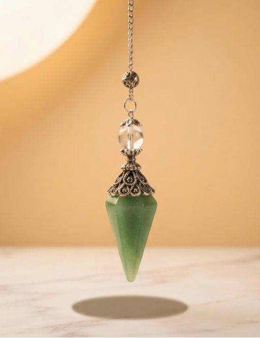 Pendule cône aventurine verte 6 faces | Radiesthésie