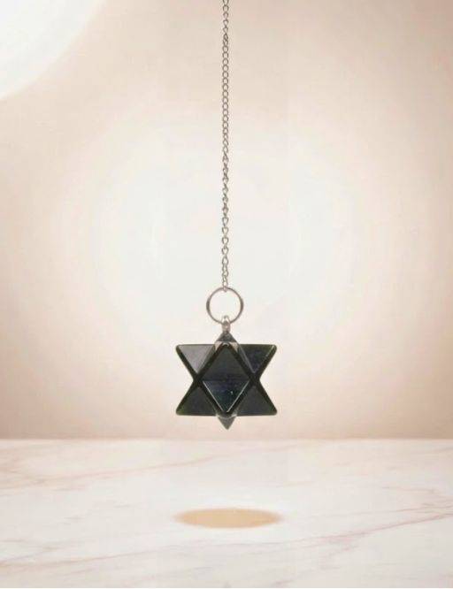 Pendule divinatoire Merkaba tourmaline noire - Protection & équilibre
