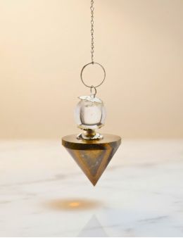 Pendule pierre sphère & pointe : œil de tigre ou améthyste