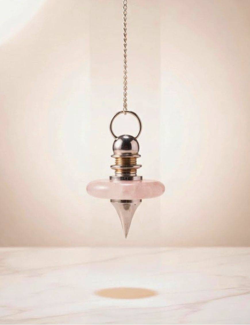 Pendule divinatoire donut quartz rose - Amour & radiesthésie