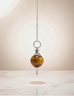 Pendule sphère œil de tigre : protection & radiesthésie