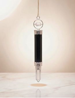 Pendule divinatoire tourmaline & cristal de roche - Protection amplifiée