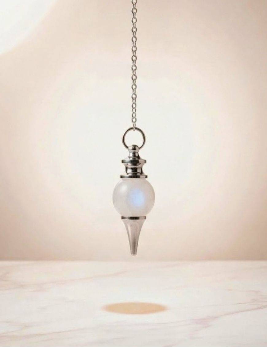 Pendule pierre de lune : douceur & intuition féminine & radiesthésie