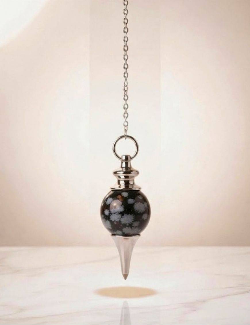 Pendule Obsidienne neige : Intuition & ancrage en radiesthésie