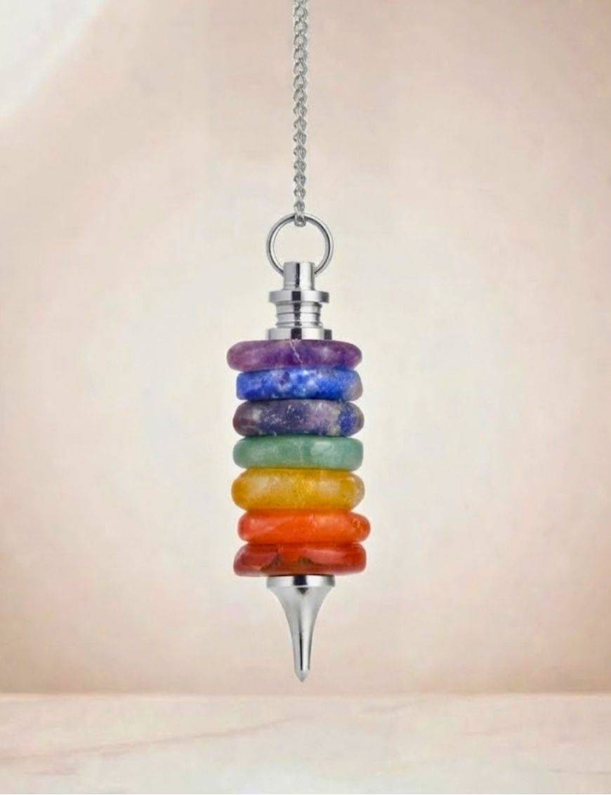 Pendule divinatoire métal 7 chakras donuts&nbsp;