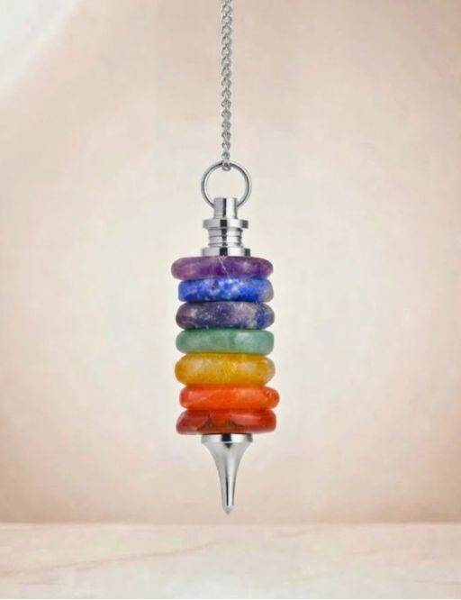 Pendule divinatoire métal 7 chakras donuts&nbsp;