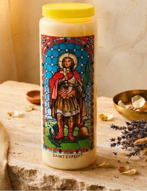 Neuvaine vitrail Saint Expédit : 9 jours, causes urgentes