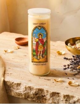 Bougie de neuvaine vitrail Saint Expédit