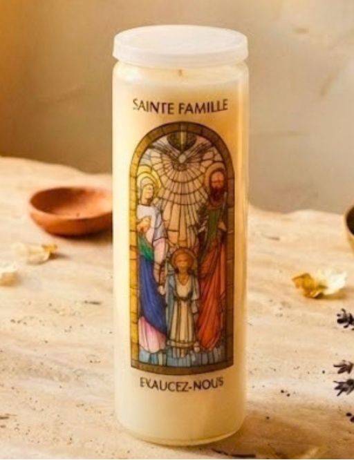Bougie de neuvaine vitrail Sainte Famille 