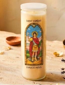 Bougie de neuvaine vitrail Saint Expédit