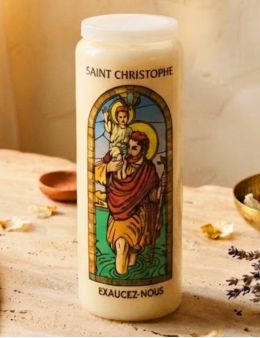 Bougie de neuvaine vitrail Saint Christophe