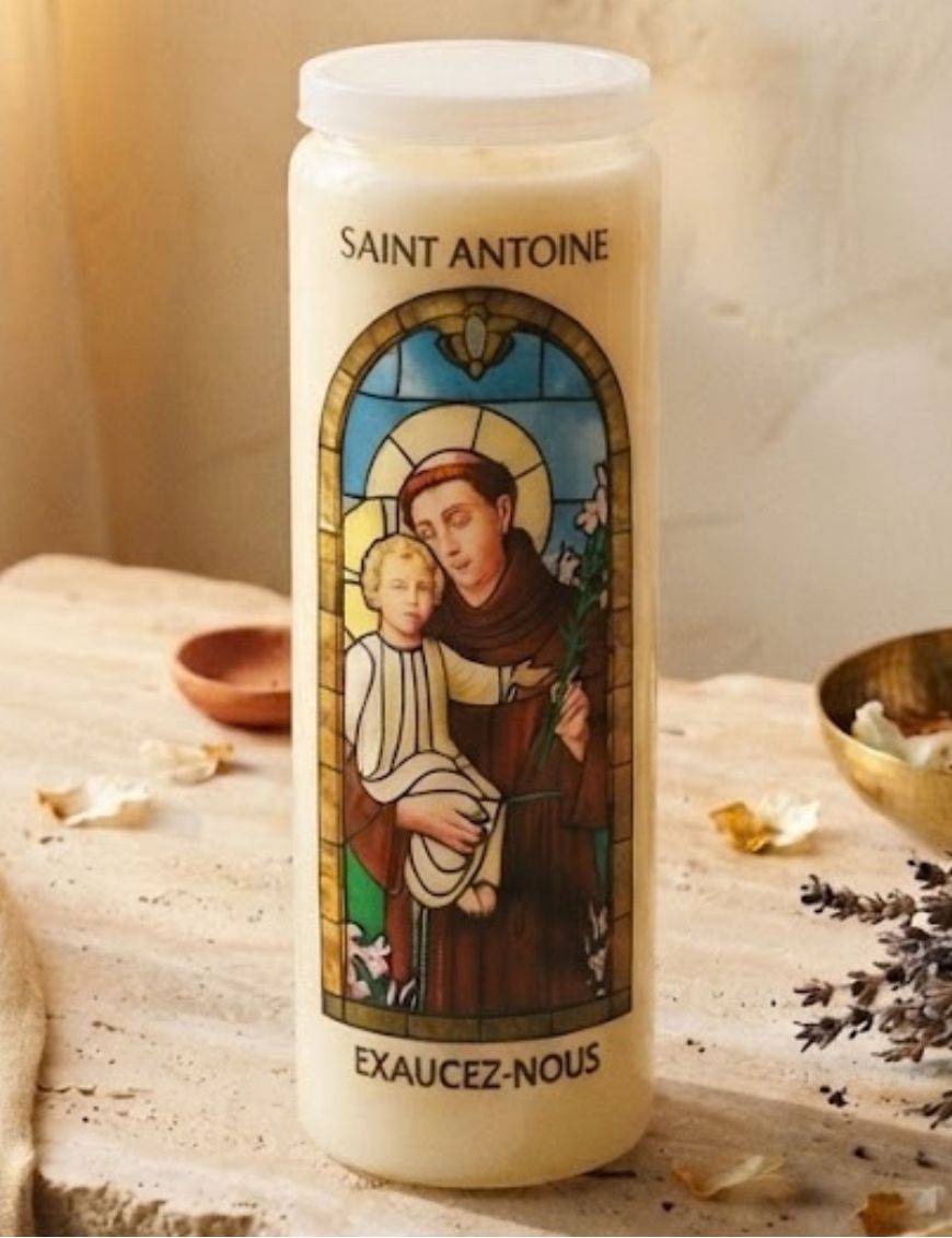 Bougie de neuvaine vitrail Saint Antoine