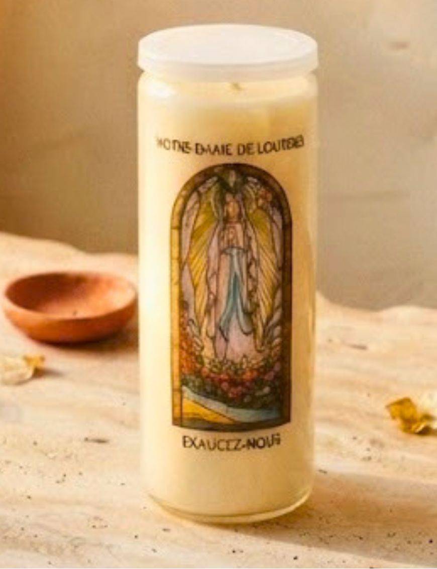 Bougie de neuvaine vitrail Notre Dame de Lourdes