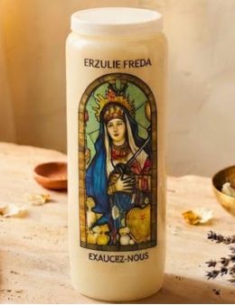 Bougie de neuvaine vitrail Erzulie Freda