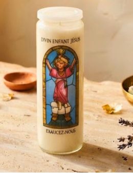Bougie de neuvaine vitrail Enfant Jésus 