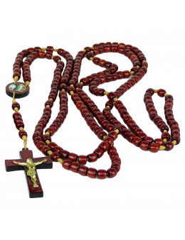 Chapelet corde rosaire avec pochette feutrine rouge