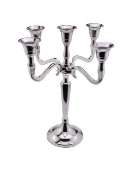Chandelier métal argenté 5 têtes 27 cm