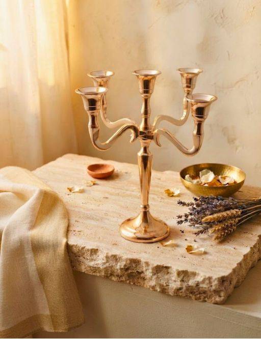 Chandelier métal argenté 5 têtes 27 cm