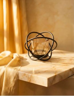 Photophore boule métal et verre