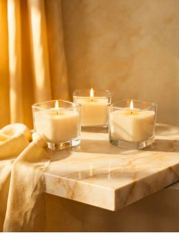 Trio de bougies carrées blanches